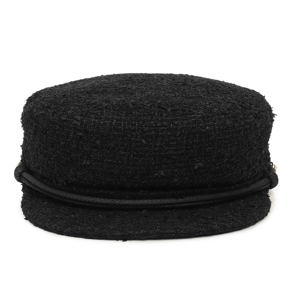 （新品・未使用品）シャネル CHANEL ココマーク キャスケット 帽子 ハット Mサイズ ツイード ブラック 黒_画像5
