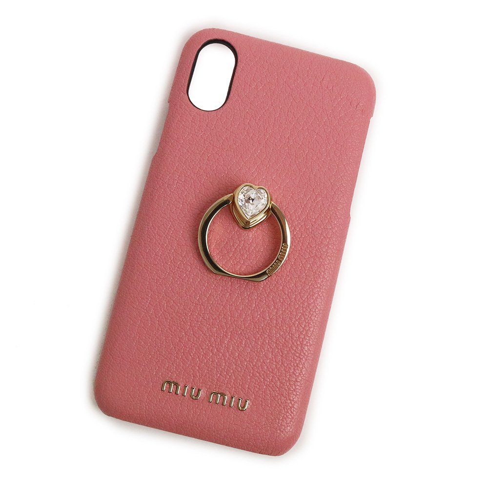 （新品・未使用品）ミュウミュウ miu miu リング付き iPhoneX Xs iPhoneケース 携帯カバー スマホケース マドラス ローズ ピンク 5ZH058