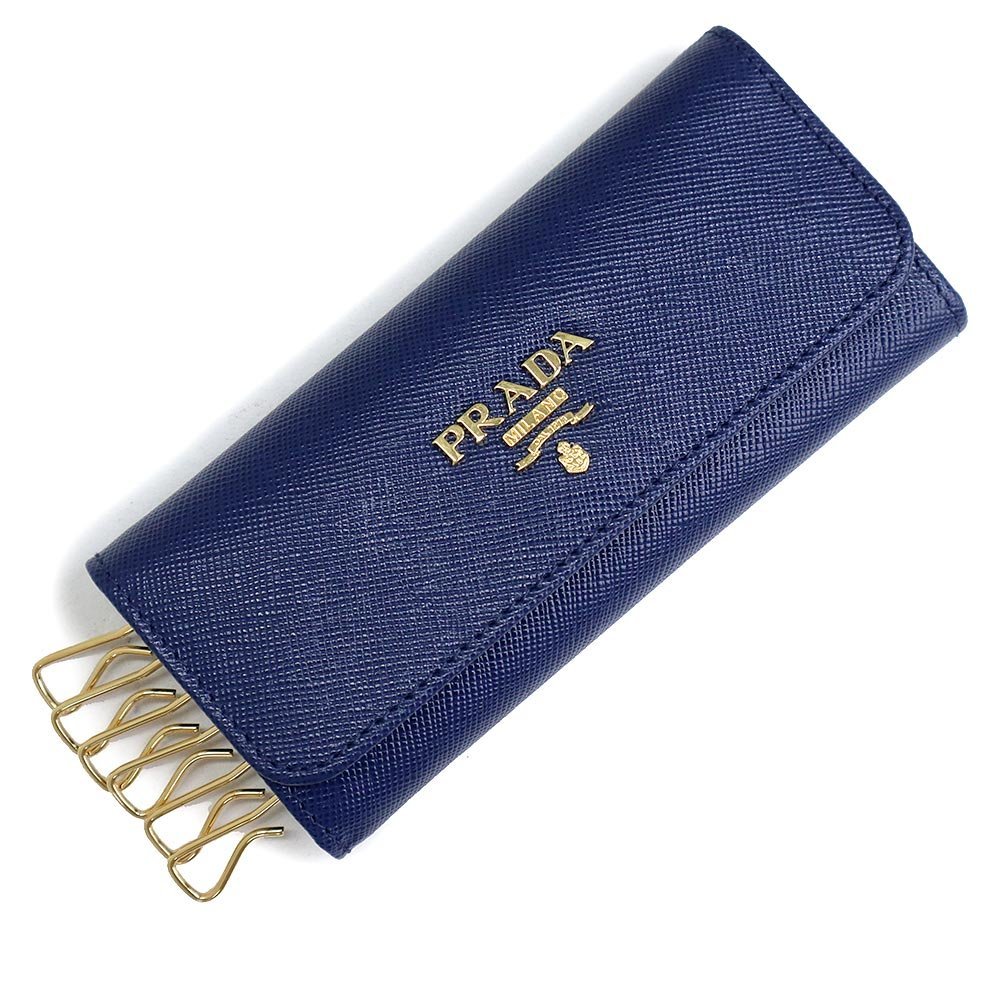 （新品・未使用品）プラダ PRADA ロング キーケース 6連 SAFFIANO METAL サフィアーノ メタル レザー BLUETTE ブルー 青 1M0223 箱付