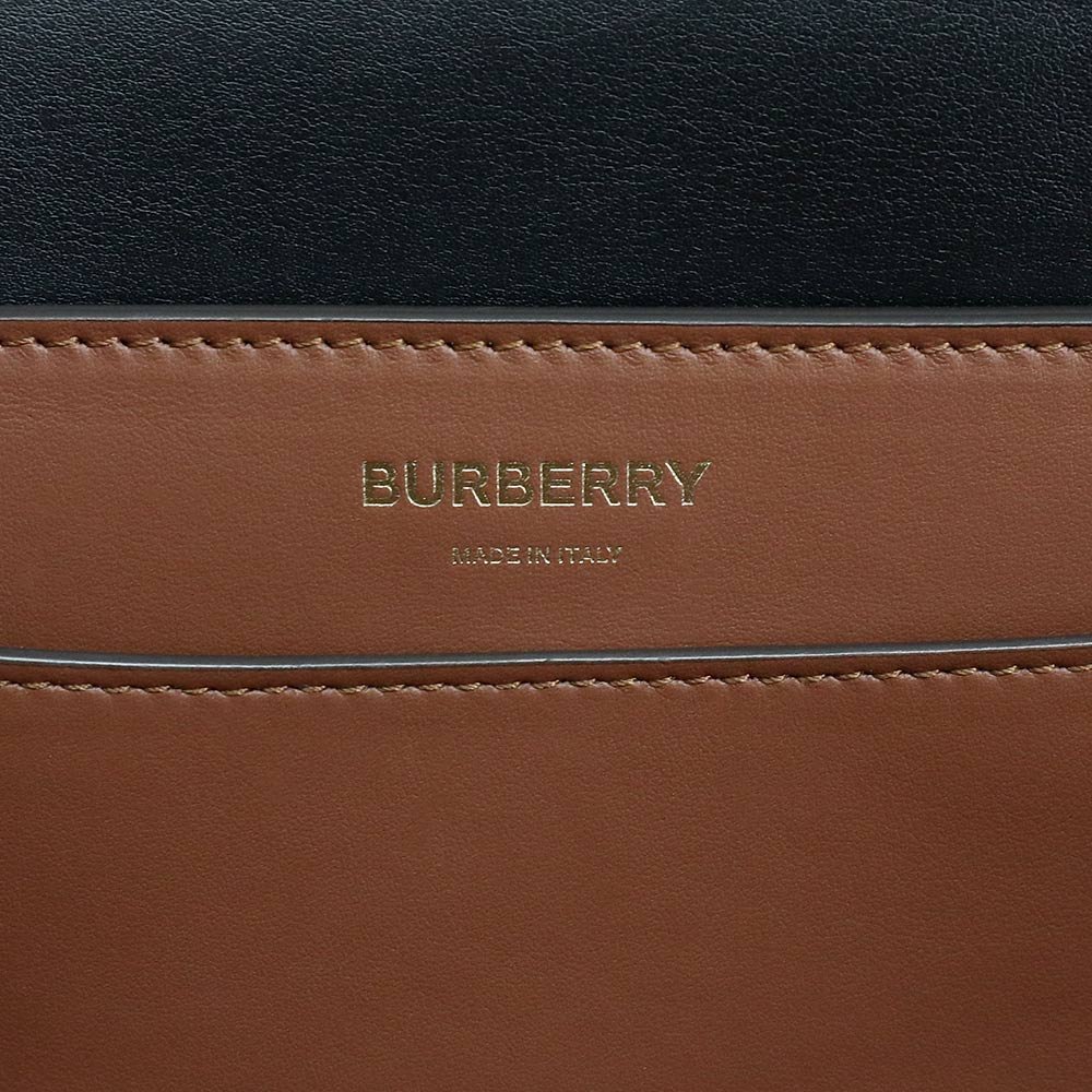 ( новый товар * не использовался товар ) Burberry BURBERRY маленький монограмма полоса ремень плечо ручная сумочка кожа парусина чай 8019351