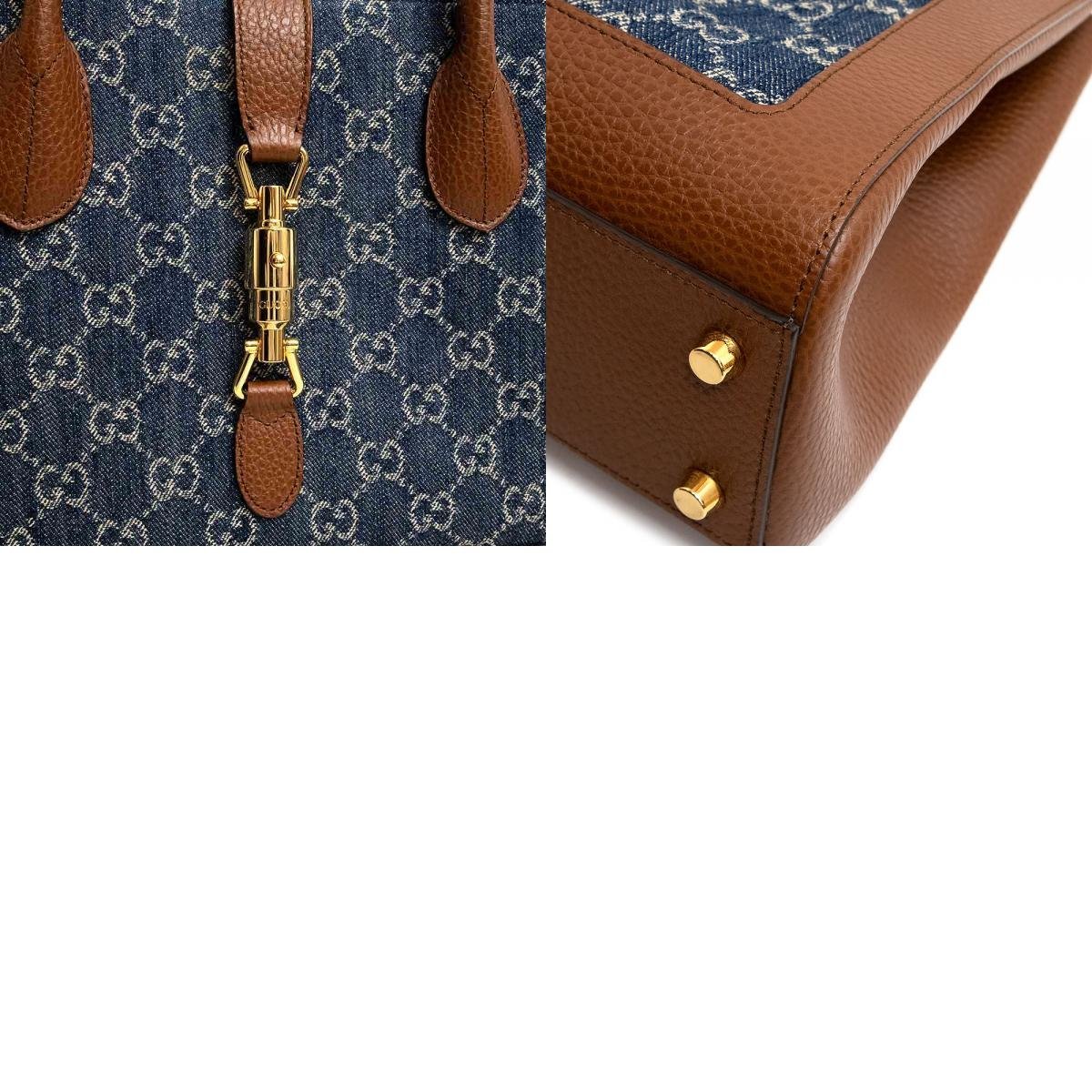 ( новый товар * не использовался товар ) Gucci GUCCI домкрат -1961 medium 2way большая сумка ручная сумочка кожа GGja карта Denim темно-голубой 649016