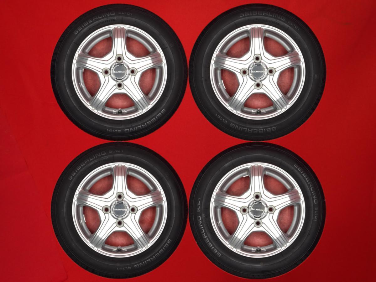 中古タイヤ付 4本SET バルミナ BALMINUM VR5 + SEIBERLING FIRESTONE SL101 155/65R13 9/8.5分山 ワゴンR ムーヴ アルト ミラ 等へ tw13_画像1