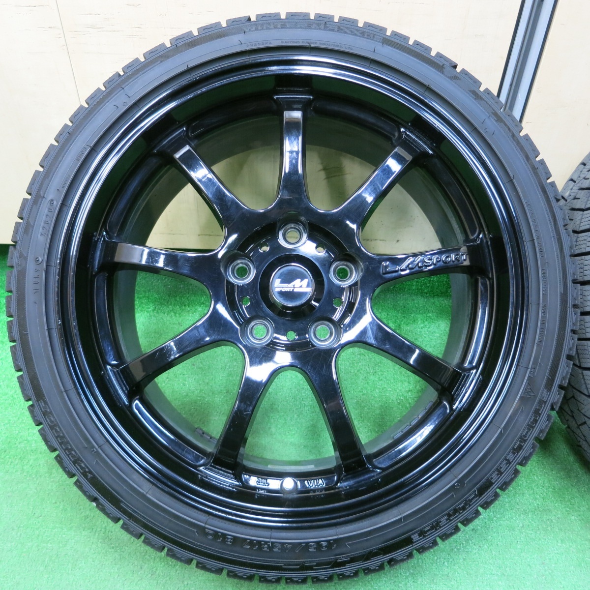 *送料無料* バリ溝！20年！9.5分★スタッドレス LM SPORT 195/45R17 ダンロップ ウインターマックス 03 PCD114.3/5H★4021706イス_画像2