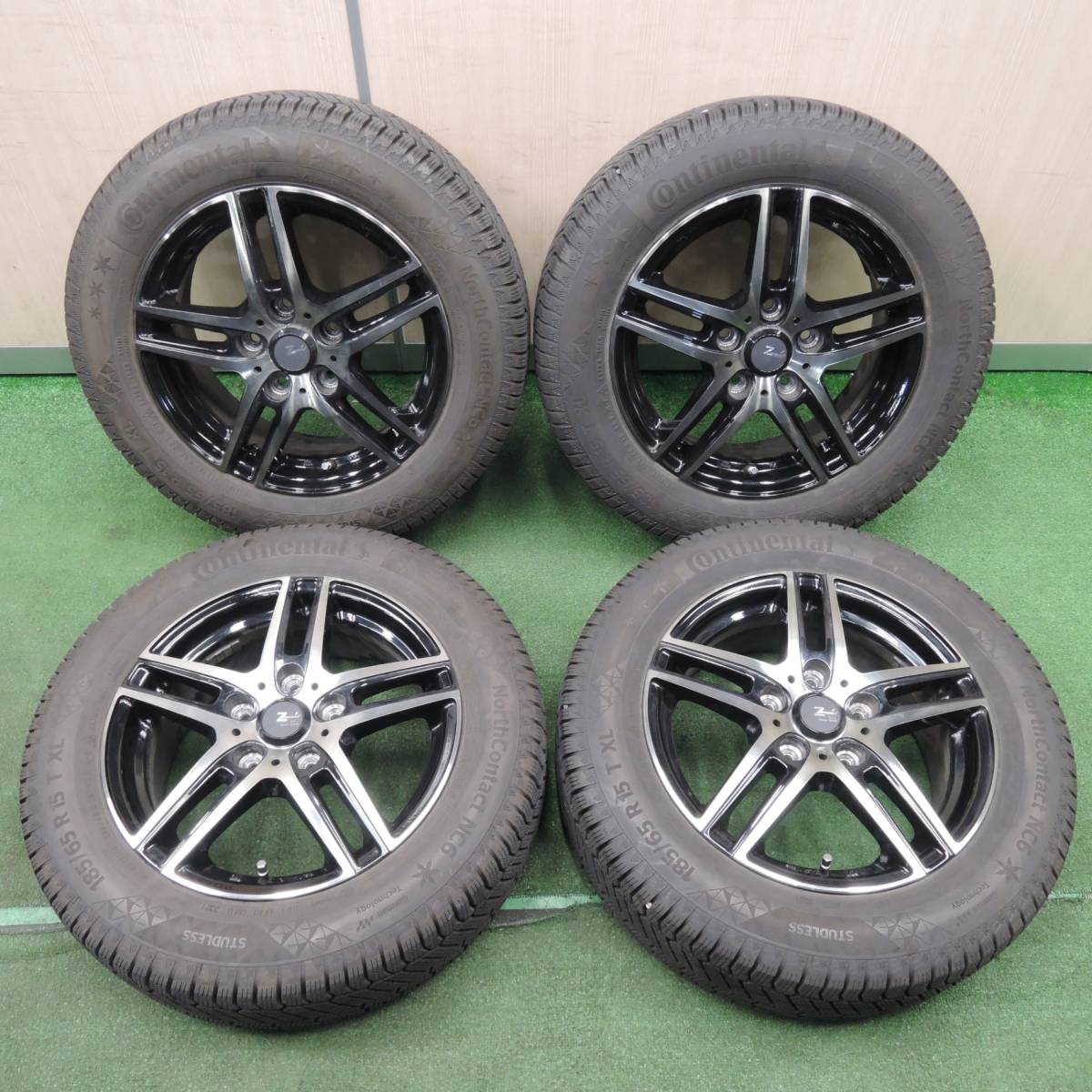 *送料無料* バリ溝 21年 綺麗 8.5分★スタッドレス 185/65R15 コンチネンタル ノースコンタクト NC6 Zmeist VS-1 PCD114.3/5H★4022304NJス_画像1