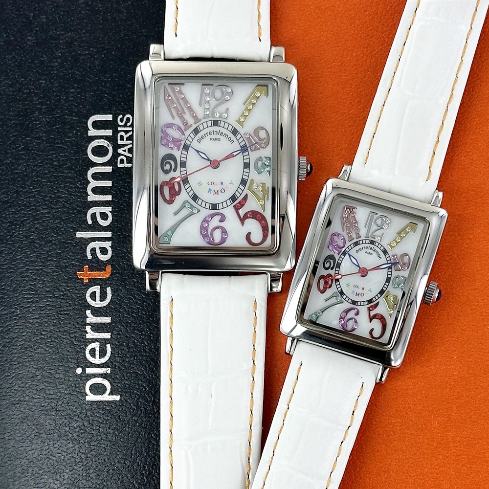ピエールタラモン ペアウォッチ キュービックジルコニア ホワイト PT-9000H-1PT-9500L-1 腕時計 プレゼント 卒業 入学 お祝い