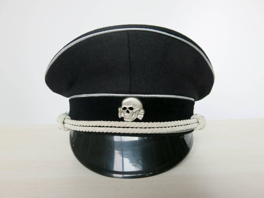 【送料無料】WW2 ナチスドイツ軍 SS 親衛隊 将官制帽 ASS 制帽 帽章・銀白色チンコード・耳釦付 シルバー 銀色 パイピング 56～61cm_画像1