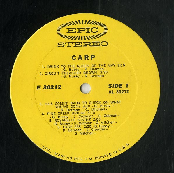 A00583423/LP/クラップ (ザ・ラバー・バンド)「Carp (E-30212・フォークロック・ブルースロック)」_画像3
