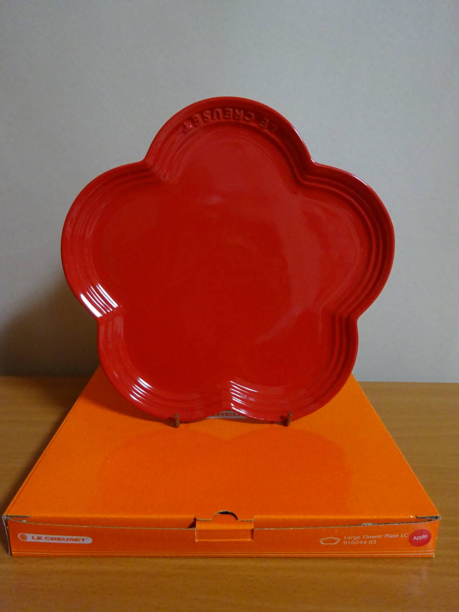 ルクルーゼ Le Creuset『Large Flower Plate Round Plate(Apple)』2点ペア箱入 フラワー/フルール アップルレッド プレート 大size_画像2