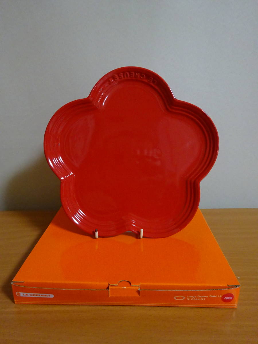 ルクルーゼ Le Creuset『Large Flower Plate Round Plate(Apple)』2点ペア箱入 フラワー/フルール アップルレッド プレート 大size_画像4