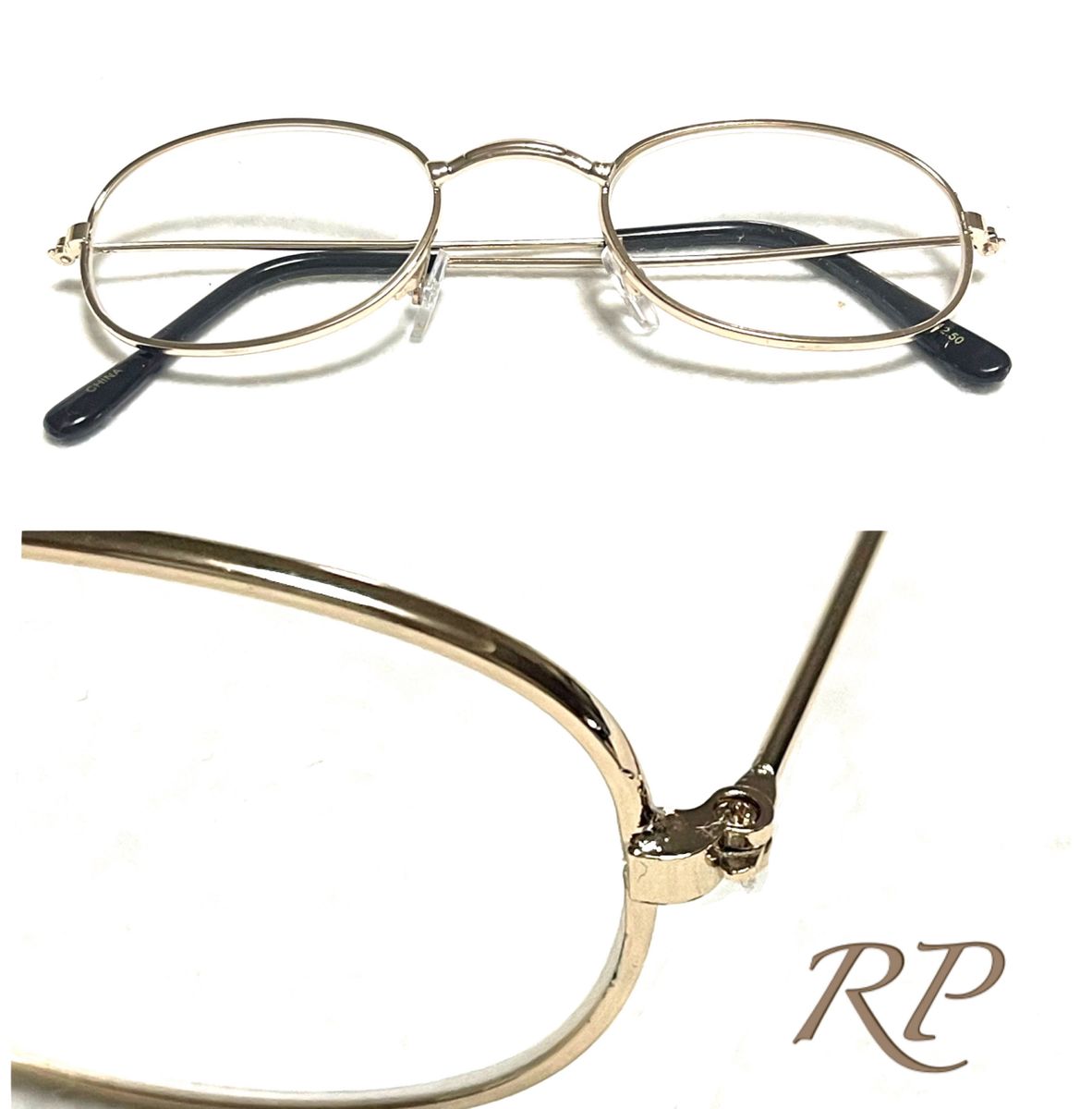 ＋3.0 ゴールド色 RP 老眼鏡　金属フレーム　送料込　ザ老眼鏡