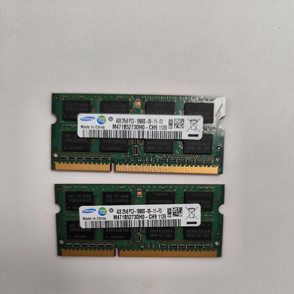 動作確認 SAMSUNG製 PC3-10600S 2Rx8 4GB×2枚組計8GB_画像1