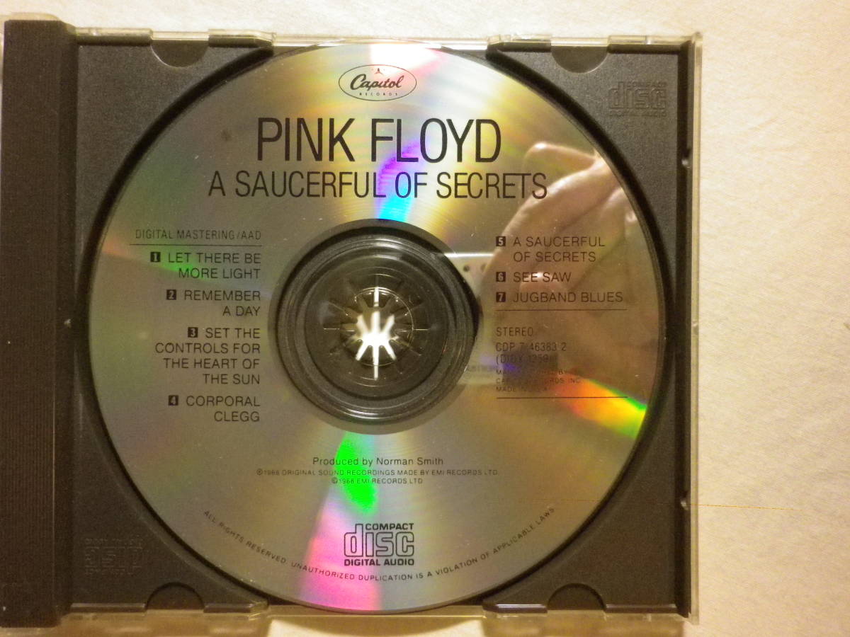 『Pink Floyd/A Saucerful Of Secrets〔神秘〕(1968)』(CAPITOL CDP 7 46383 2,2nd,USA盤,Let There Be More Light,Syd Barrett)_画像3