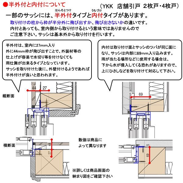 アルミサッシ YKK 店舗引戸 半外 9TH W1690×H1830 （16518）_画像5
