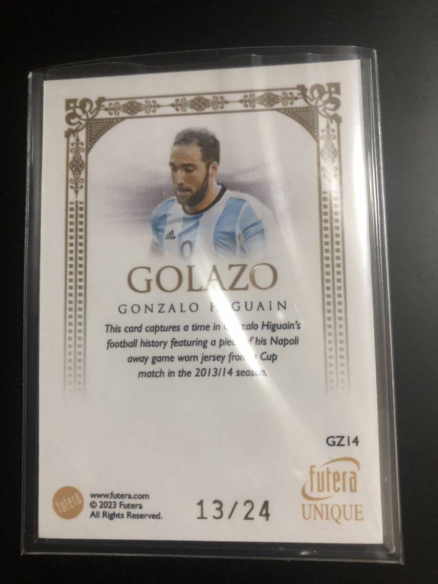 GZ14 13/24 ゴンサロイグアイン futera unique soccer GOLAZO GONZALO HIGUAIN GAME USED MEMORABILIA アルゼンチン代表_画像2