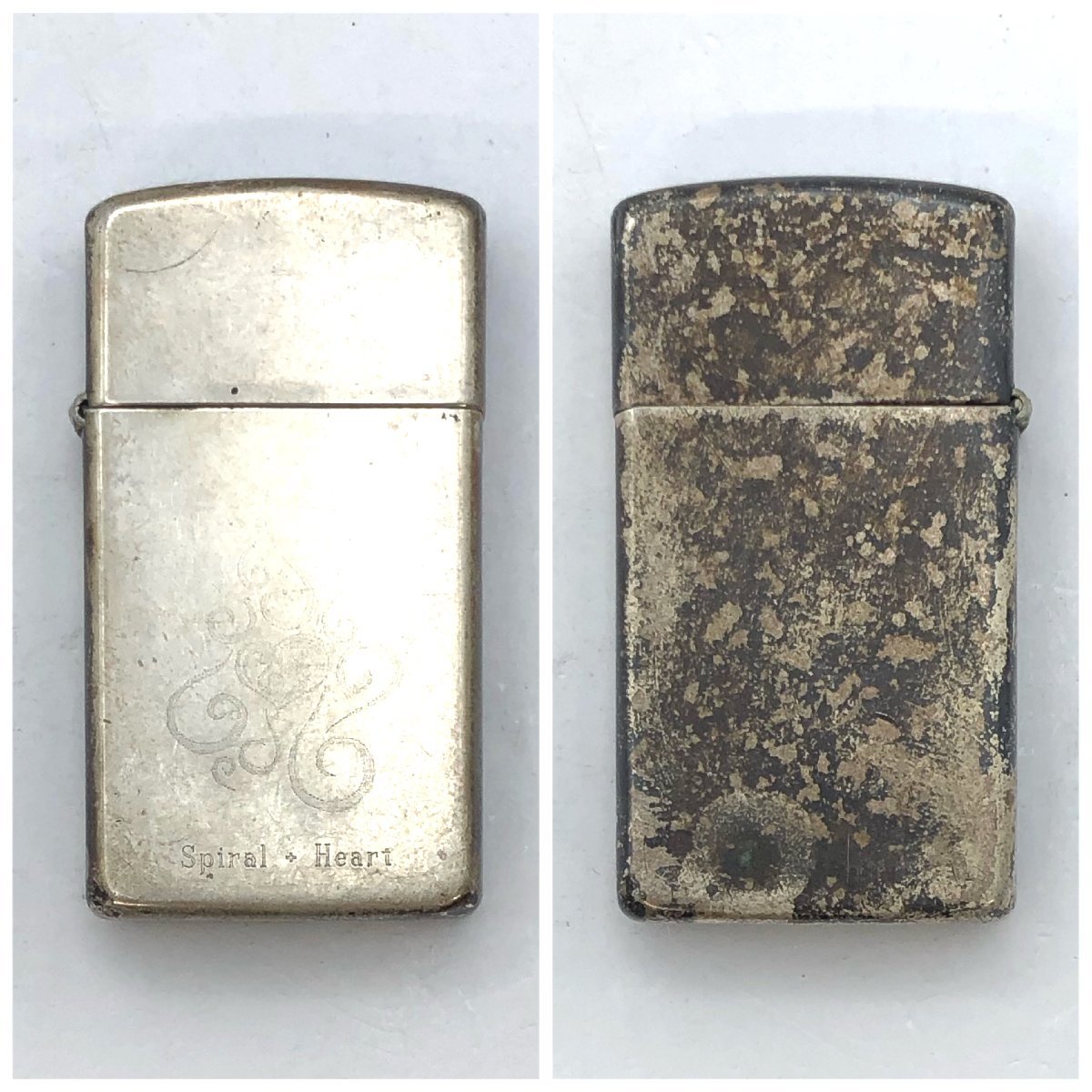 1円～/ZIPPO/ジッポー/STERLING/スターリング/Spiral Heart/ライター/煙草/喫煙具/喫煙グッズ/火花OK/コレクション/ジャンク/H049_画像2