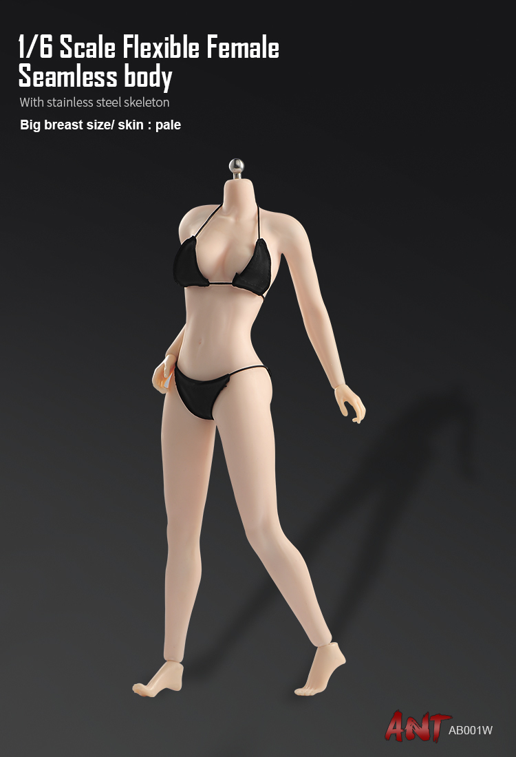 AB001W 1/6スケール シームレス女性ボディ素体 デッサン人形（ヘッドなし） Pale Flexible Female Seamless Body Big Breast Size_画像2