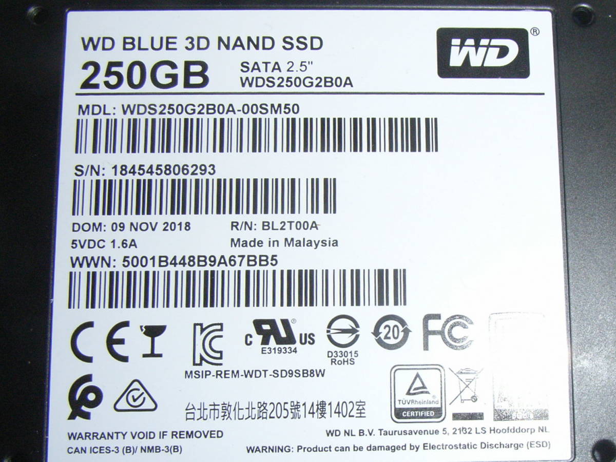●WD BLUE 3D SSD WDS250G2B0A SSD 250GB 動作良好品！（2）_画像3