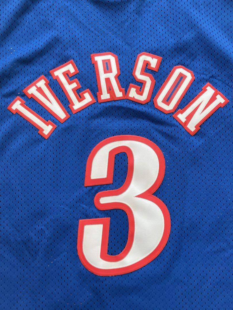 ★美品 NBA 76ers アレン・アイバーソン IVERSON #3 セブンティ・シクサーズ NIKE製 ユニフォーム ナイキ シャツ ジャージ 刺繍　L_画像6