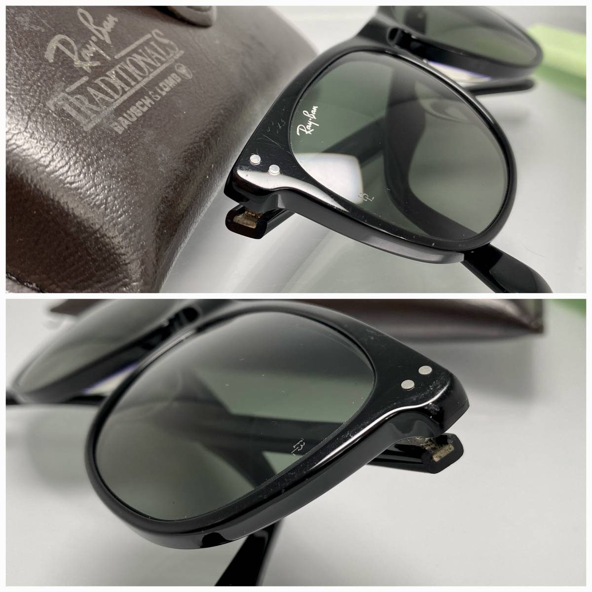 ケース付★B&L RAY-BANボシュロムレイバン HUDSON(#01)ハドソン 黒ブラック/G-15 TRADITIONALS VINTAGEサングラス USA製ウェリントン_画像6