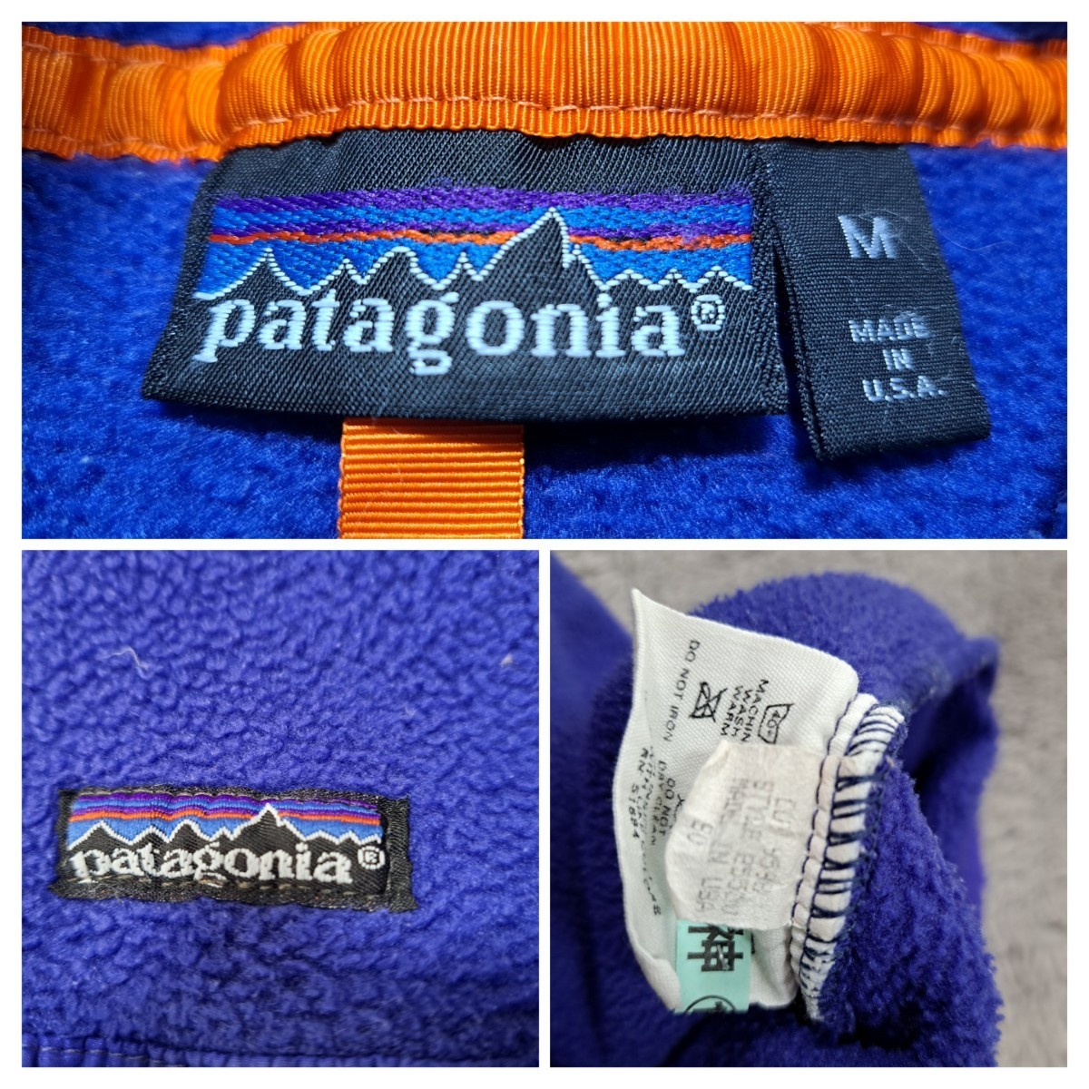 patagonia パタゴニア シンチラ スナップT フリース 90s ジャケット ヴィンテージ USA製　(ブルー×エメラルドグリーン×オレンジ)系 25530_画像7