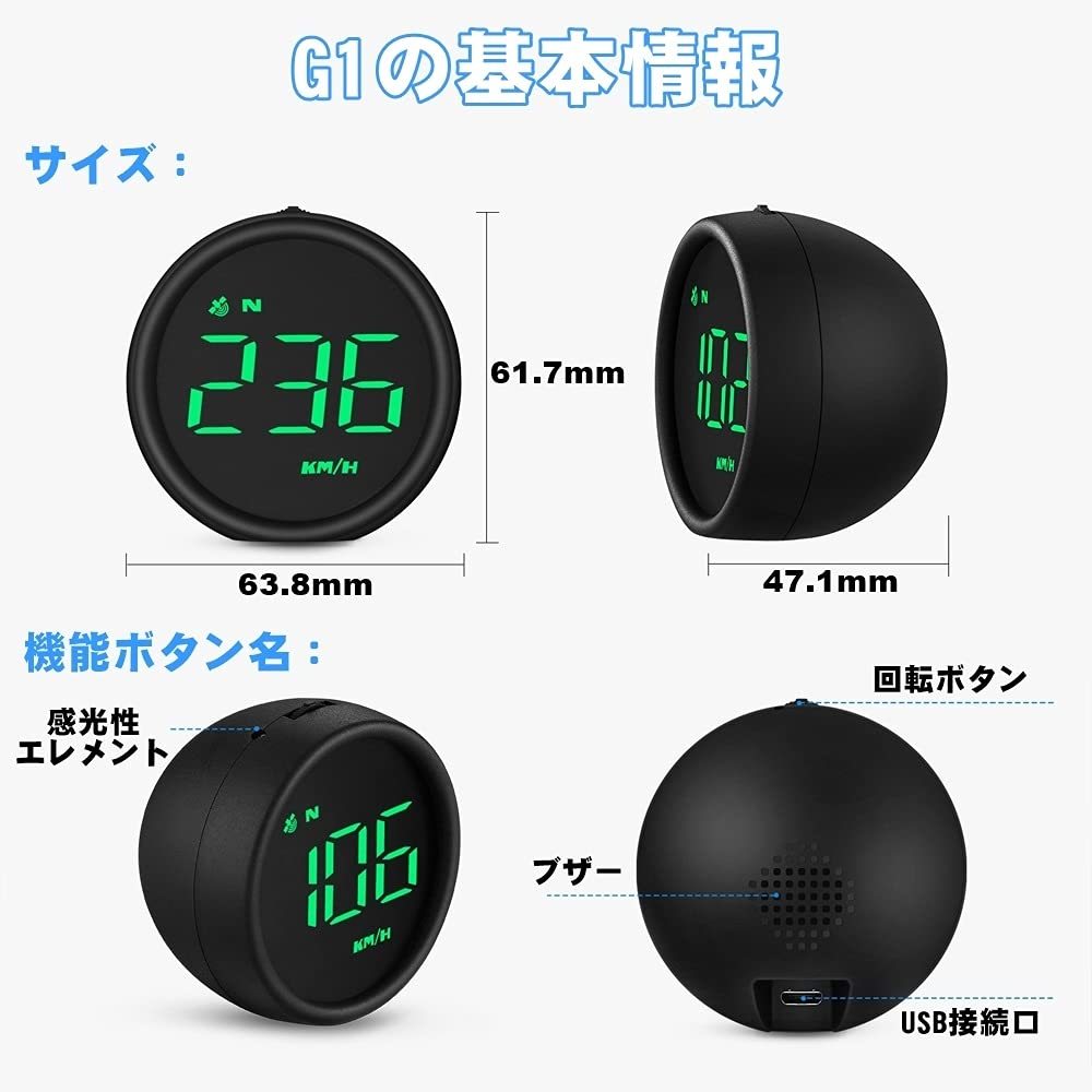 ニコマク NikoMaku ヘッドアップディスプレイ タコメーター G1 GPSモード HUD 車載スピードメーター 日本語説明書_画像5