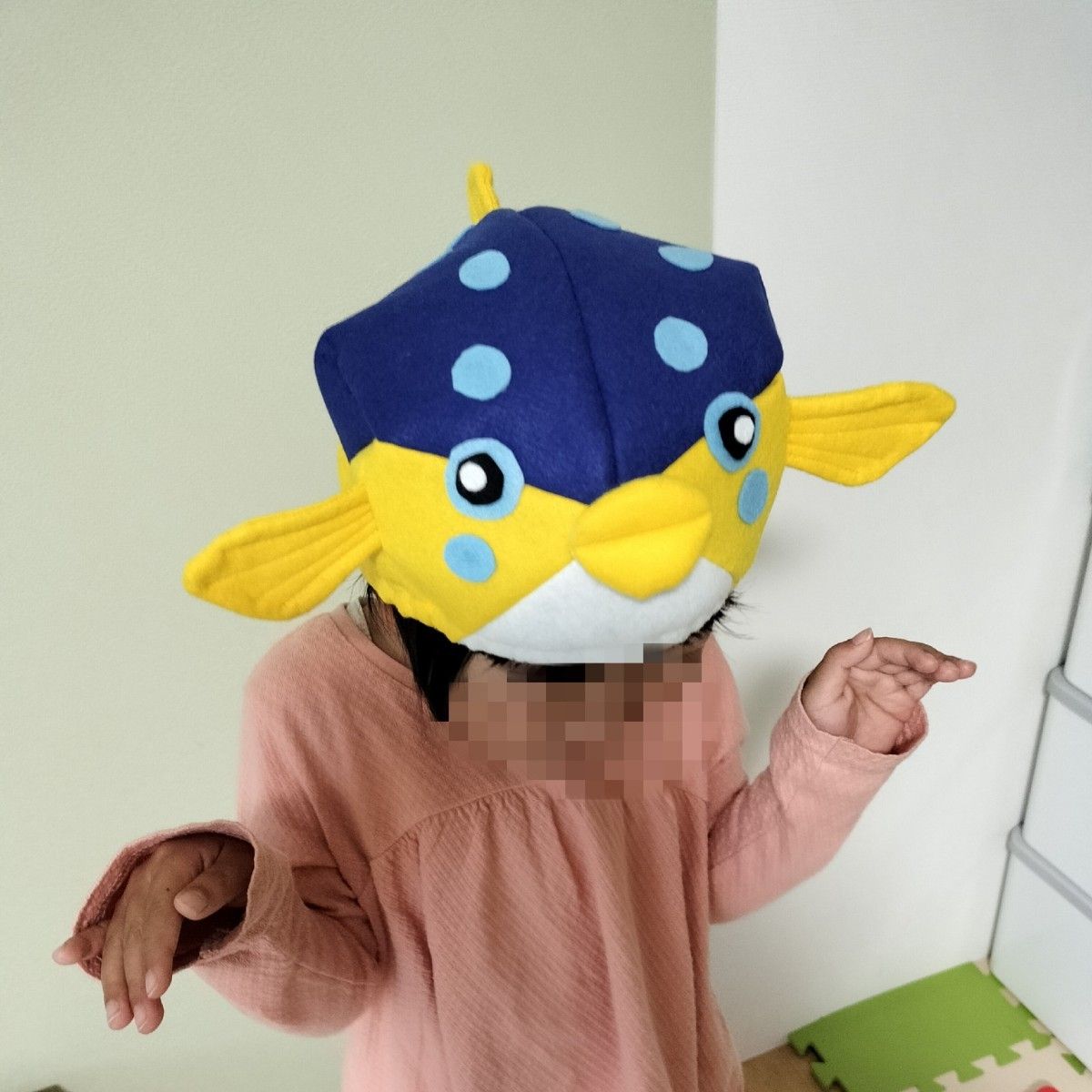 ハコフグの帽子　こどもサイズ　ハンドメイド　水族館　コスプレ　さかなクン　サカナスター