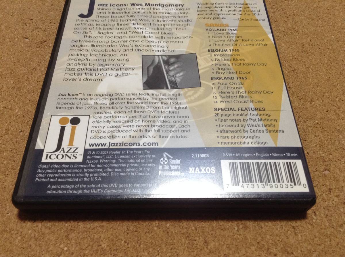 DVD/ ウェス・モンゴメリー Jazz Icons: Wes Montgomery Live in 65 jazz guitar _画像2