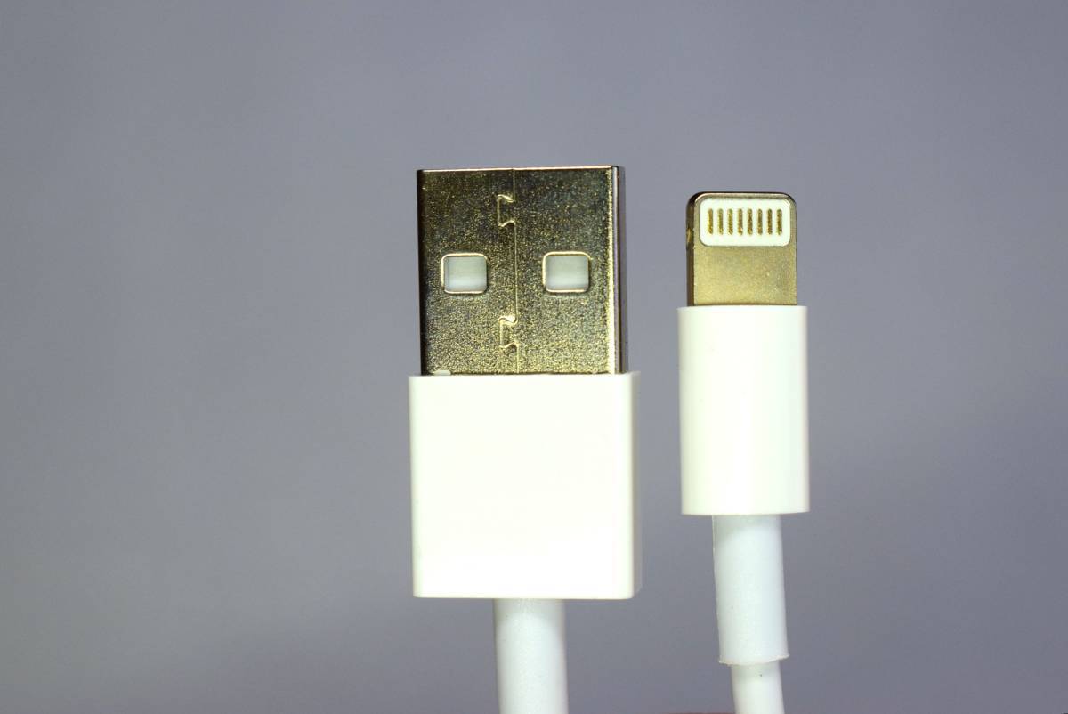  中古品 Apple 純正 iPhone A1357 10W 5V2A 急速充電アダプタ＋新品ライトニングケーブル互換品1m 2個組_画像7