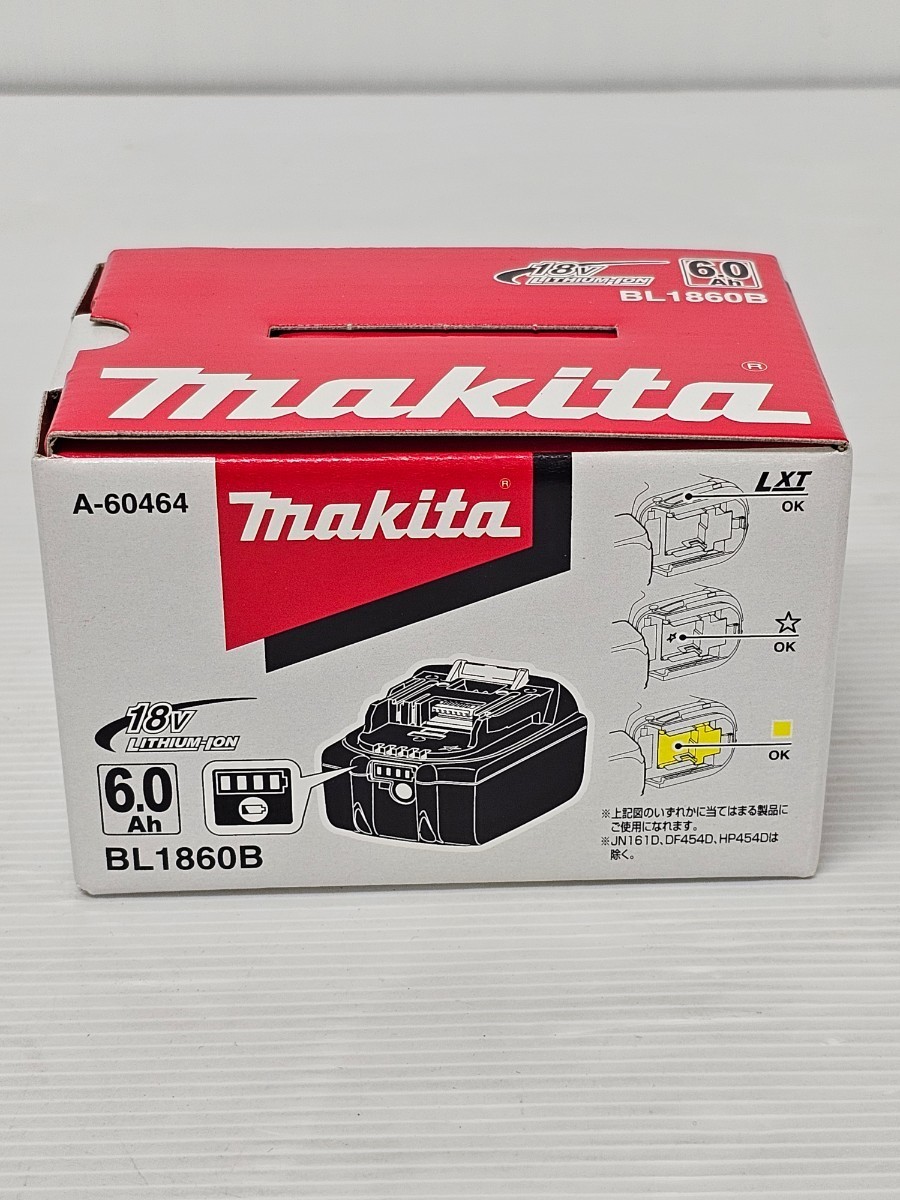 【未使用】マキタ リチウムイオンバッテリー 18V6.0Ah LXT BL1860B makita 電動工具 LITHIUM-ION Li-ion A-60464 純正品_画像1