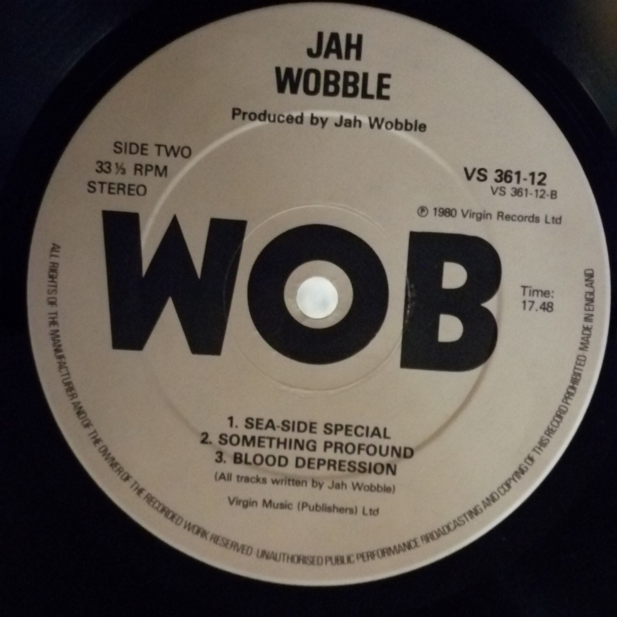 D02 中古LP 中古レコード　JAH WOBBLE vi.e.p. featuring blueberry hill UK盤　VS 361-12_画像5