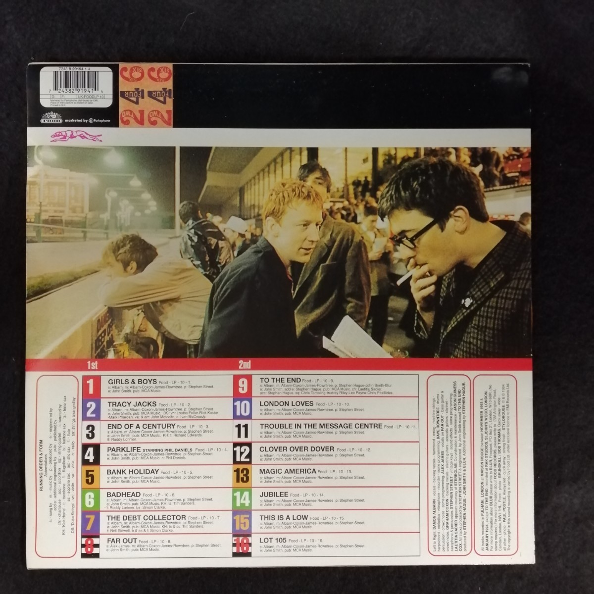 D02 中古LP 中古レコード　ブラー　パークライフ　BLUR parklife UK盤　FOODLP 10 ジャンク　針飛び恐れ有り_画像2