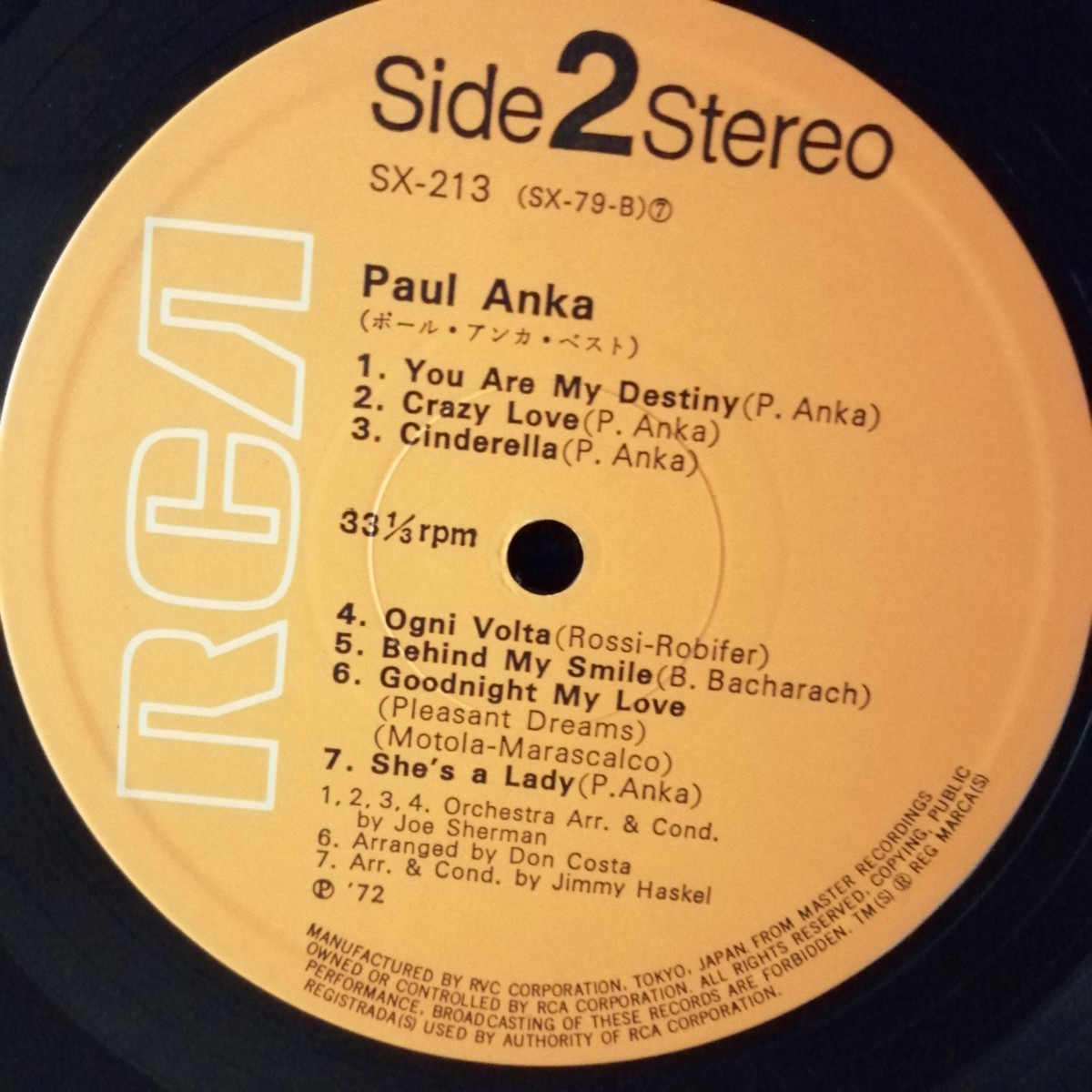 D02 中古LP 中古レコード　ポールアンカ　ベスト　国内盤　SX-213 the best of PAUL ANKA_画像7