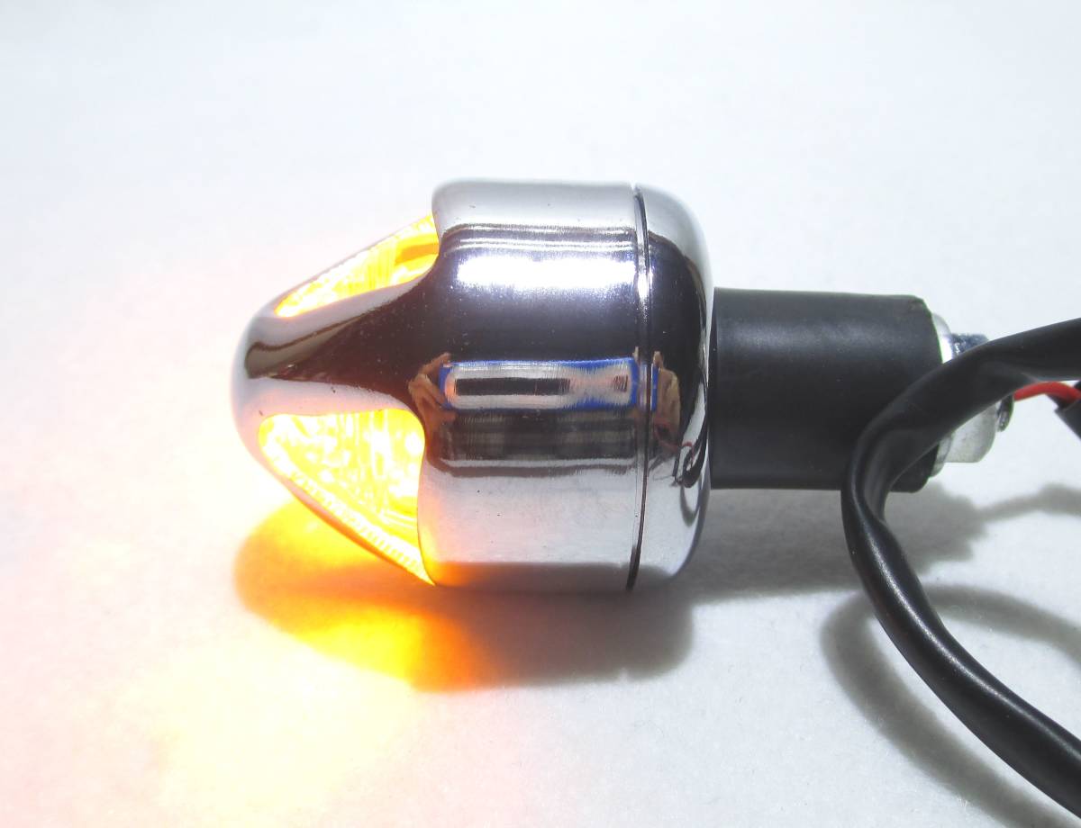 ☆22Φ用 LED スチール メッキ バーエンドウインカー 2個セット☆YAMAHA KAWASAKI HONDA SUZUKI KTM Triumph Cafe Racer_画像7