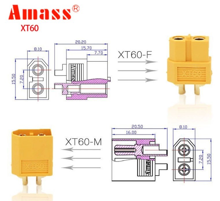 ☆Amass XT-60コネクター 5ペア☆T-REX,FPV,ドローン,飛行機,バッテリー ESC アンプ 充電器_画像3