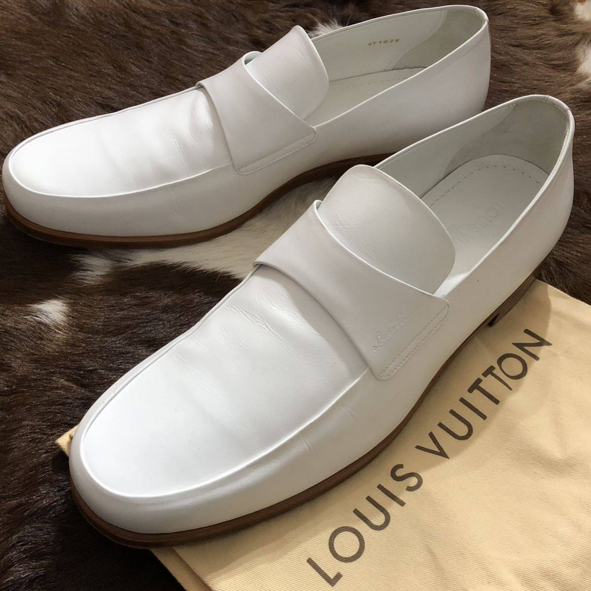 LOUIS VUITTON（ルイ・ヴィトン）ローファー（ホワイト/白）レザー革靴 セレモニーシューズ メンズサイズ8/M/イタリア製/ST1026 /144,720円_画像1