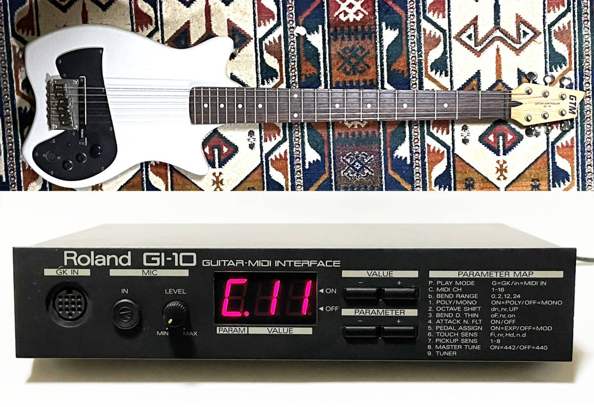 【動作正常】Roland GUITAR CONTROLLER GC - 10 ＆ GUITAR MIDI INTERFACE GI - 10 13pinケーブル 専用ACアダプター付属　検: