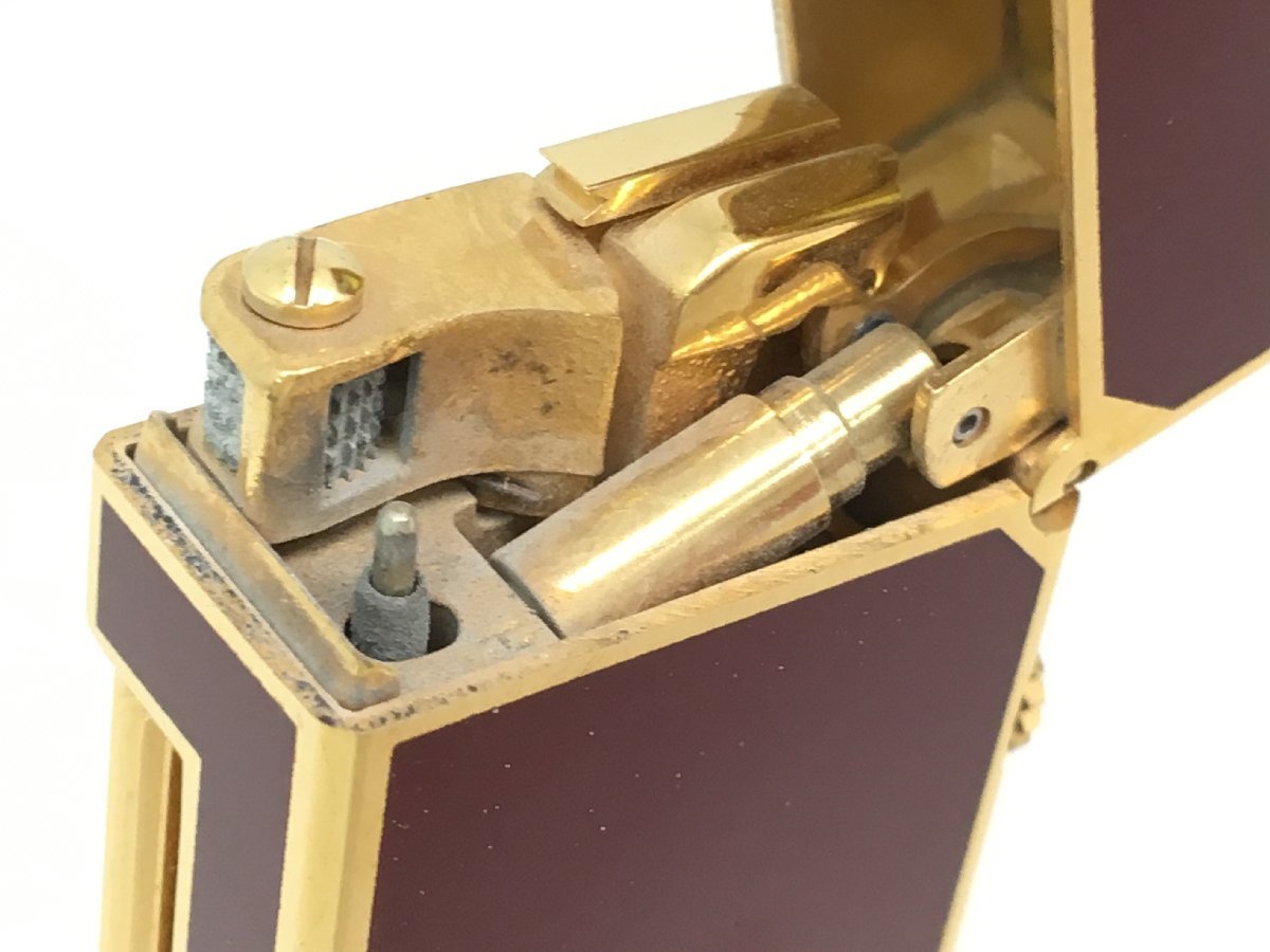 ダンヒル ガスライター USRE24163 PATENTED ボルドー × ゴールド 箱付き 現状渡し 中古【MA020021】_画像5
