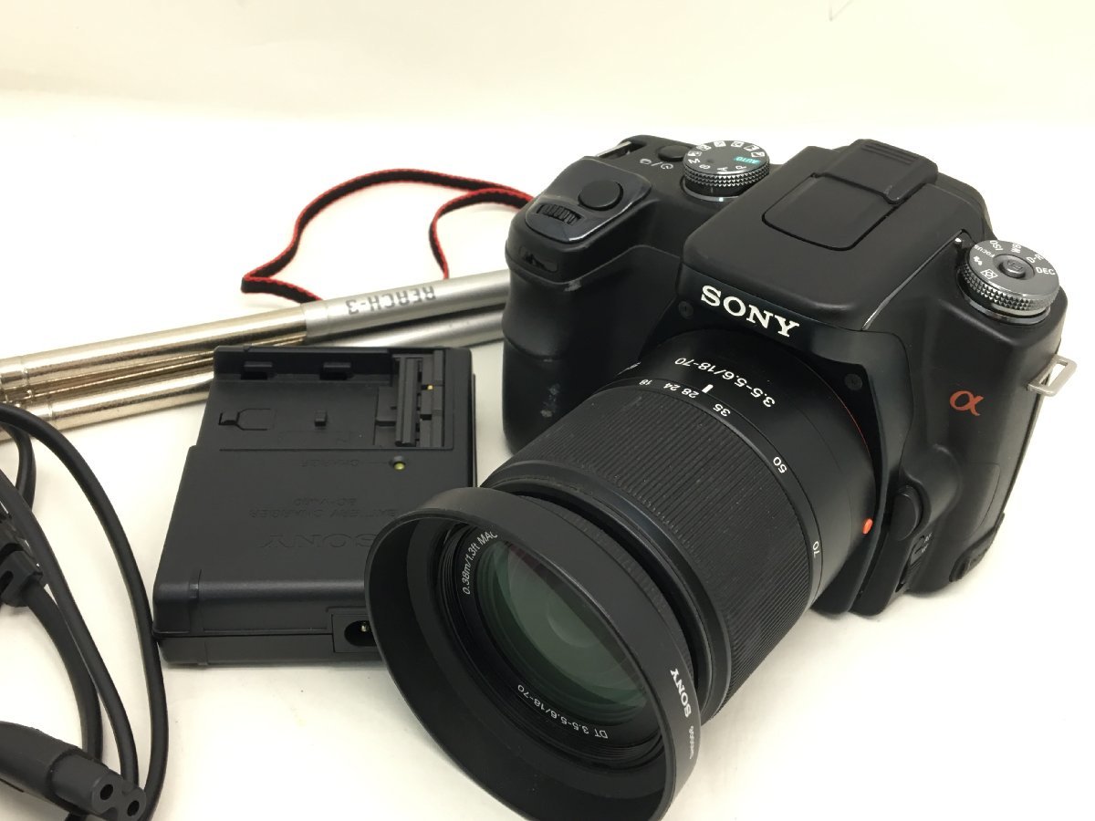 SONY α100 / DT 3.5-5.6/18-70 0.38m/1.3ft MACRO デジタル一眼レフカメラ 付属品付き ジャンク 中古【UW020453】_画像1