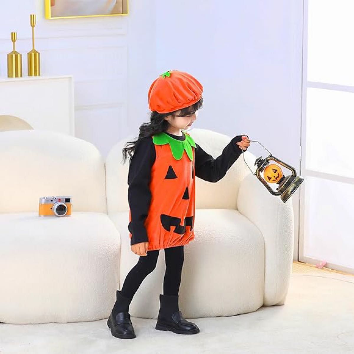 【110】コスプレ 子供 かぼちゃ 帽子 着ぐるみ セット カボチャ衣装