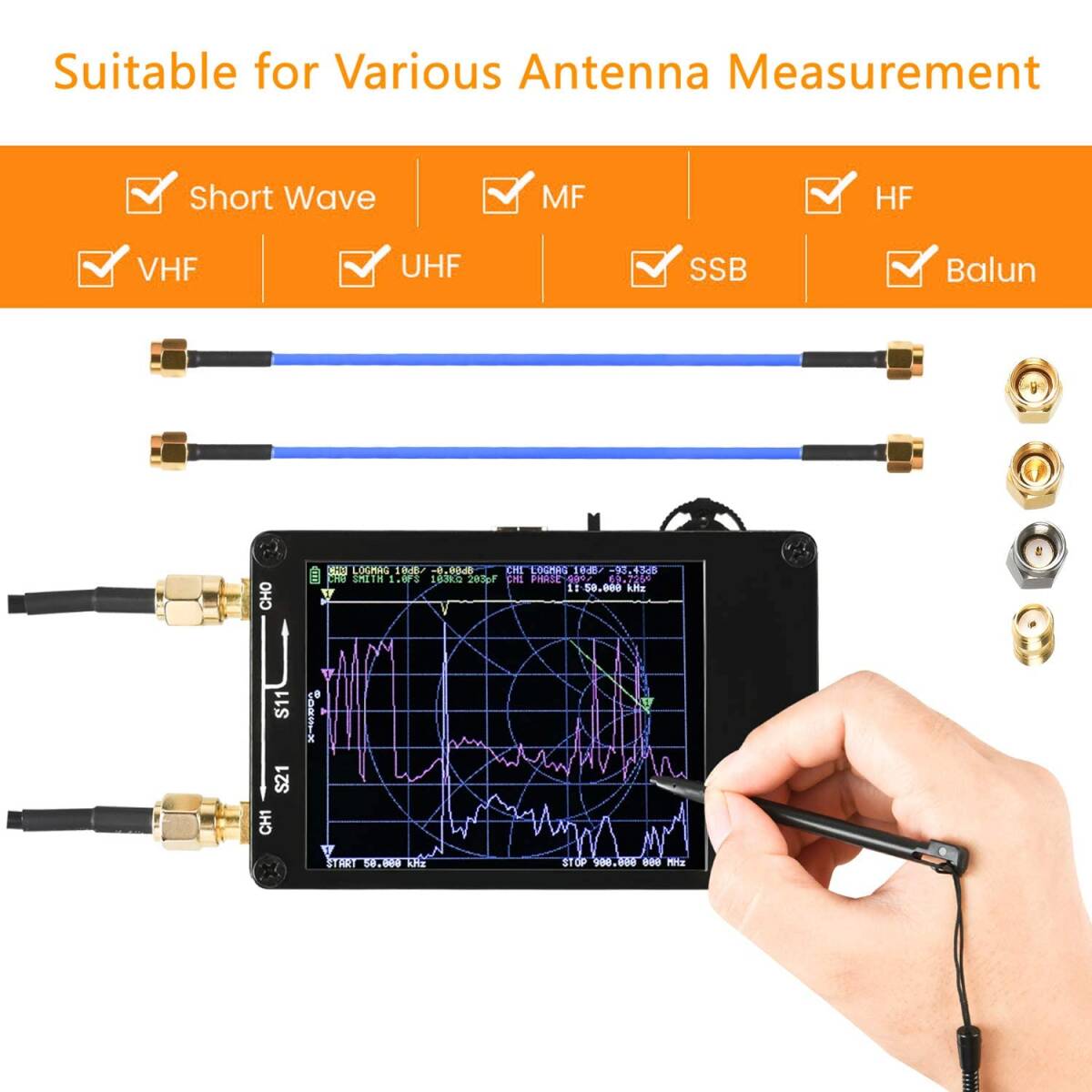 アンテナネットワークアナライザ ベクトルネットワーク 短波MF HF VHF UHF Sパラメータ 50KHz-1.5GHz_画像5