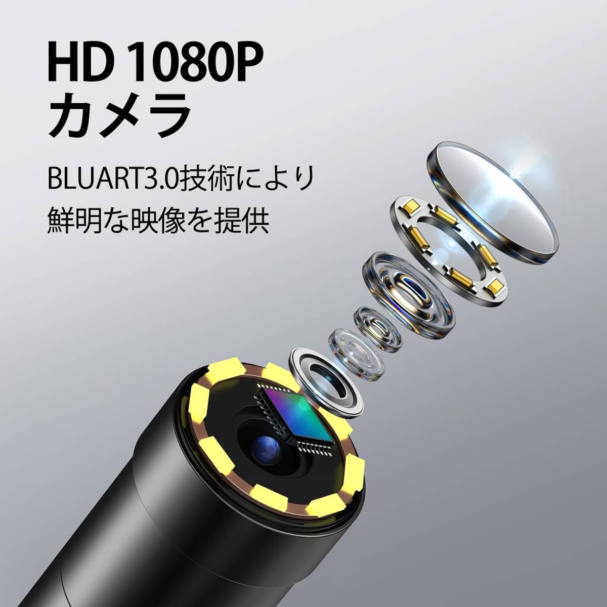 工業用ファイバースコープ デジタル内視鏡 2.4インチ IP67防水 LEDライト 7.9MM超薄型レンズ 工業内視鏡 5mケーブル_画像3