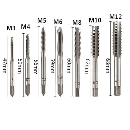 ドリルタップ 7本組 高速度鋼タップドリルセット 面取りタップ 穴あけ ねじ切り M3 M4 M5 M6 M8 M10 M12の画像5