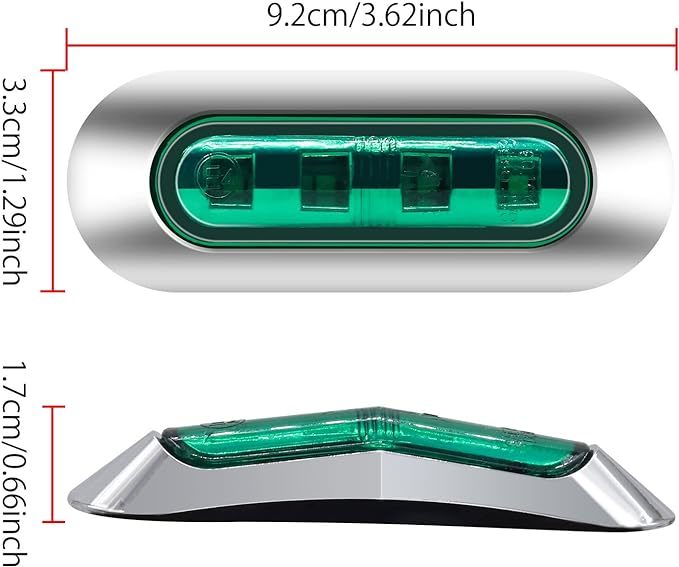 トラック用 サイド マーカー 4連LED 12V 24V 緑 車幅灯 リアサイドライト 信号灯 汎用 マークランプ 10個セット グリーン_画像2