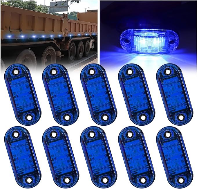トラック用 サイド マーカー マーカーランプ led ２LED 車幅灯 路肩灯 リアサイドライト 高輝度 12V 24V 防水 10個セット ブルー_画像1