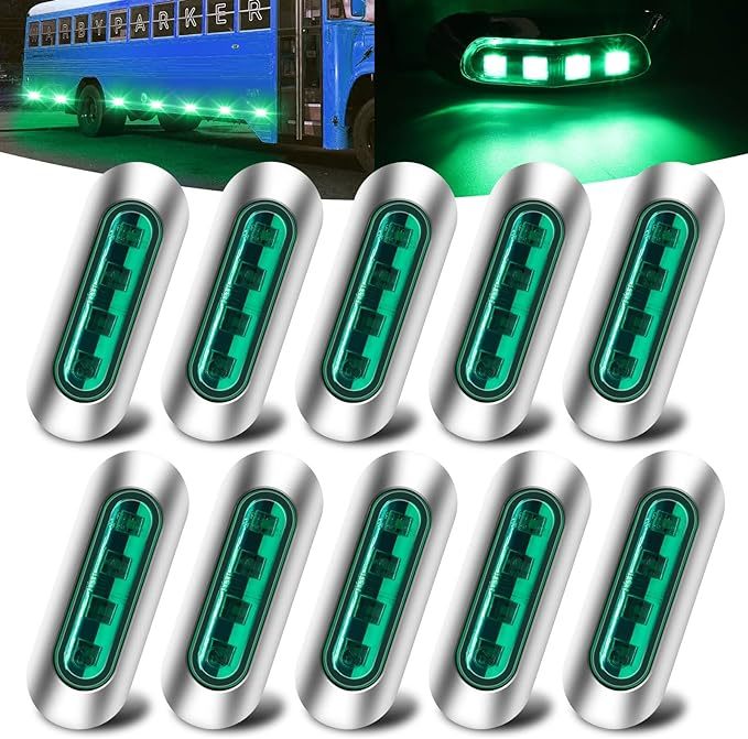 トラック用 サイド マーカー 4連LED 12V 24V 緑 車幅灯 リアサイドライト 信号灯 汎用 マークランプ 10個セット グリーン_画像1