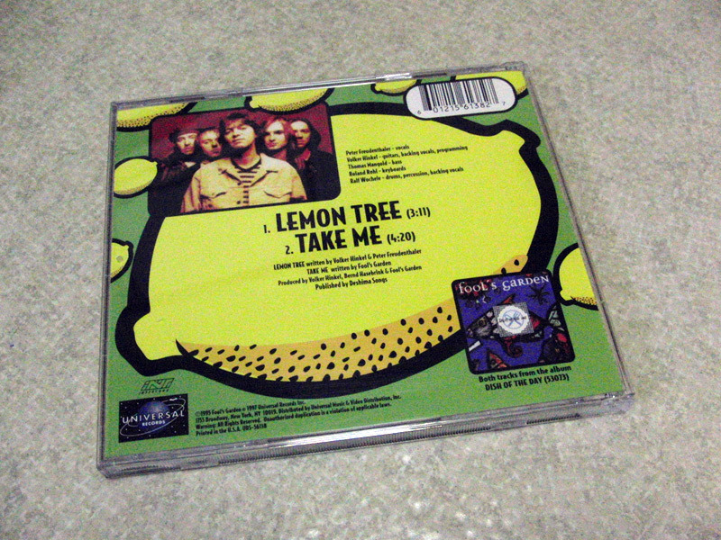 CDシングル　フールズ・ガーデン　レモン・ツリー　Fools Garden　Lemon Tree　輸入盤_画像2