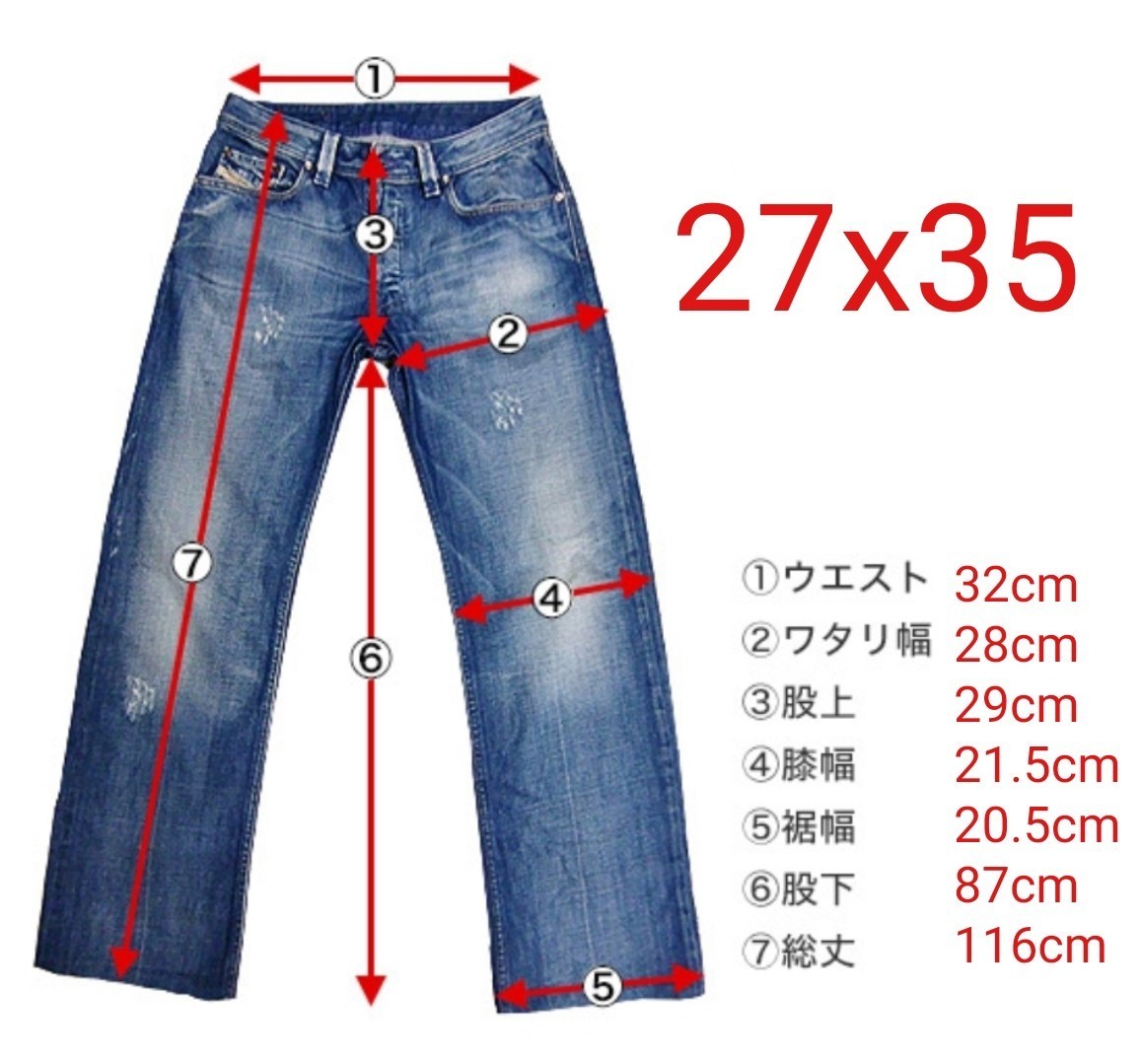 貴重初期デッドストック EVIS JEANS 2501XX 27X35 黄耳 水牛パッチ Laborボタン_画像10