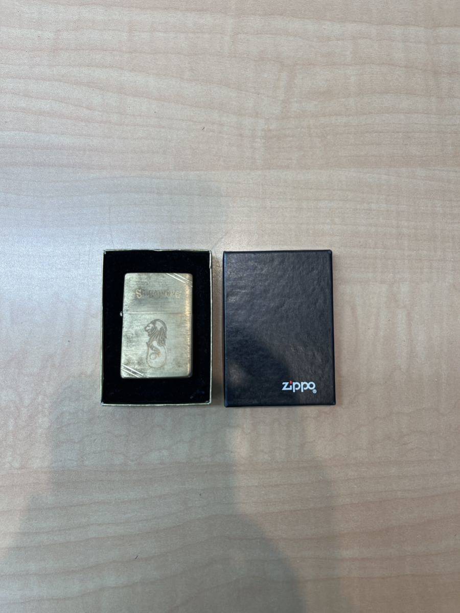 ZIPPO / A XI ジッポー zippo SINGAPORE シンガポール SOLID BRASS ソリッドブラス 喫煙具 オイルライター 箱付き_画像1