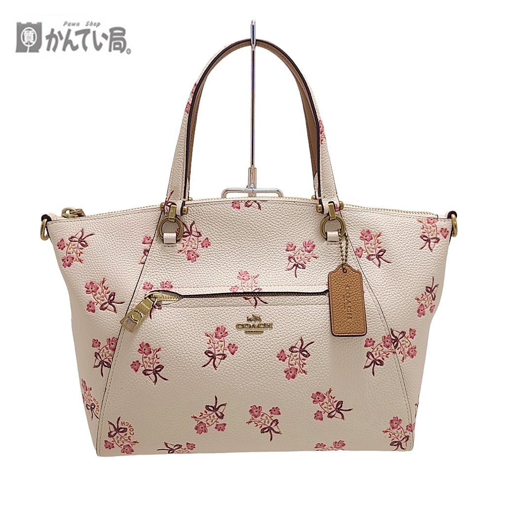 COACH コーチ Ｋ1781 28483 ハンドバッグ オフホワイト 花柄 ファスナー開閉式 マチ有 レディースバッグ 婦人鞄 ※ショルダー紐欠品_COACH　ハンドバッグ