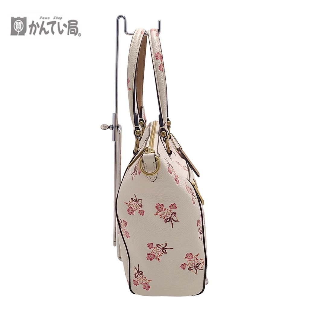 COACH コーチ Ｋ1781 28483 ハンドバッグ オフホワイト 花柄 ファスナー開閉式 マチ有 レディースバッグ 婦人鞄 ※ショルダー紐欠品_COACH　ハンドバッグ